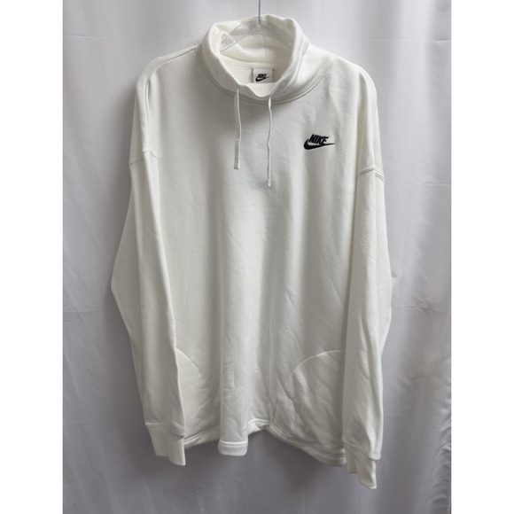 Nike Club Fleece Oversized Mock-Neck Sweatshirt Womens Medium FB8664-100 White - Picture 1 of 10